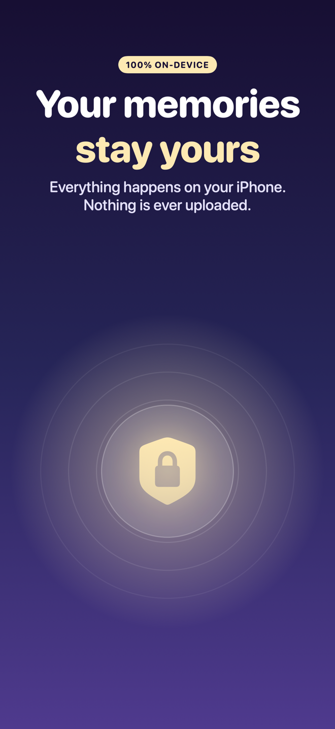 Shield with a lock: everything happens on the iPhone, nothing is uploaded
