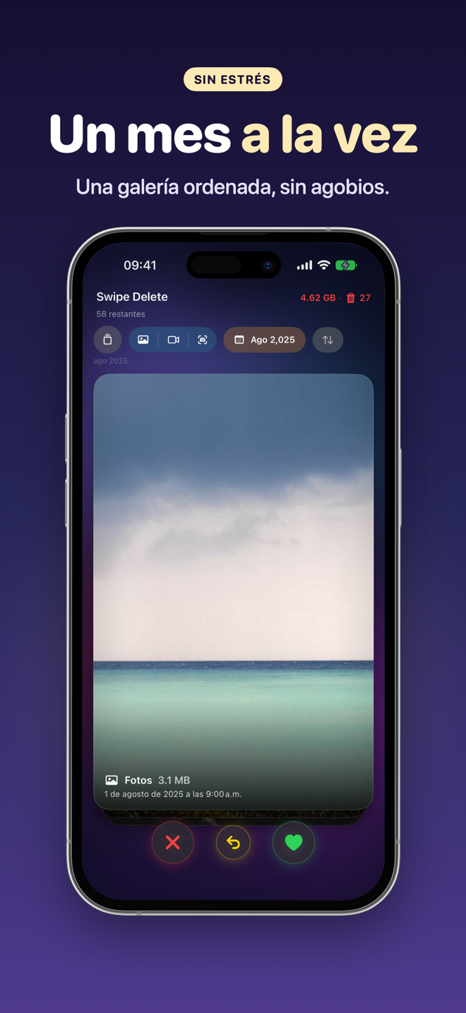 Filtro por mes para limpiar la galería un mes a la vez
