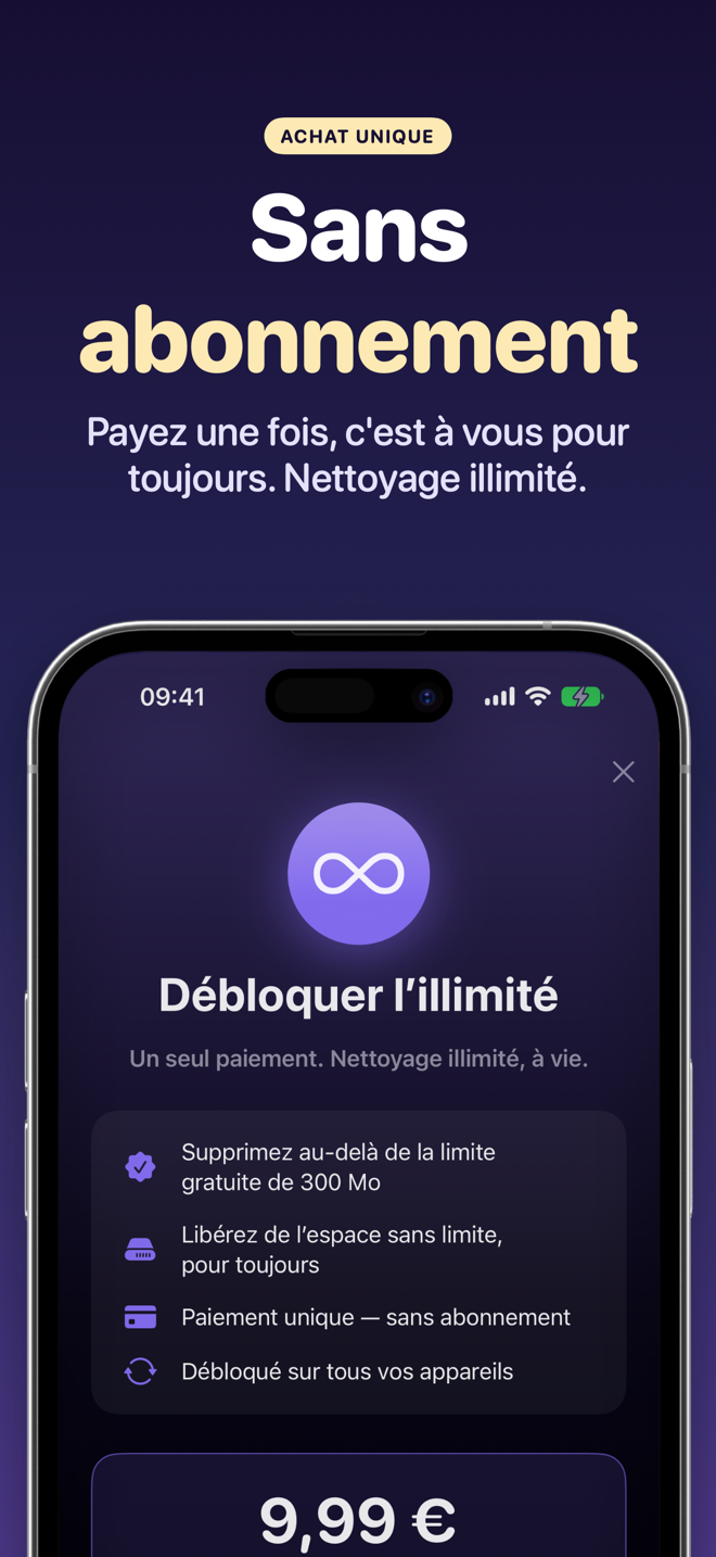 Écran de déblocage illimité : achat unique, sans abonnement