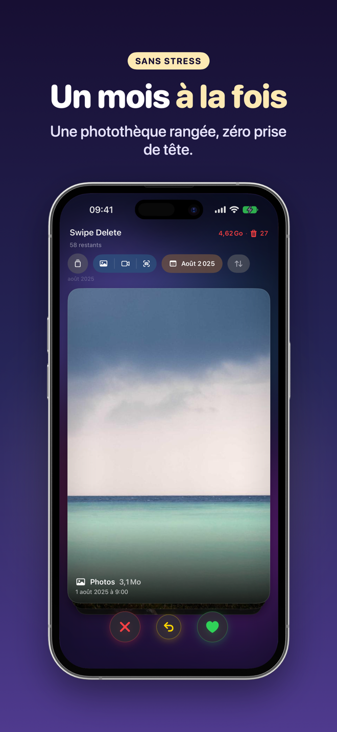Filtre par mois pour trier la photothèque mois par mois