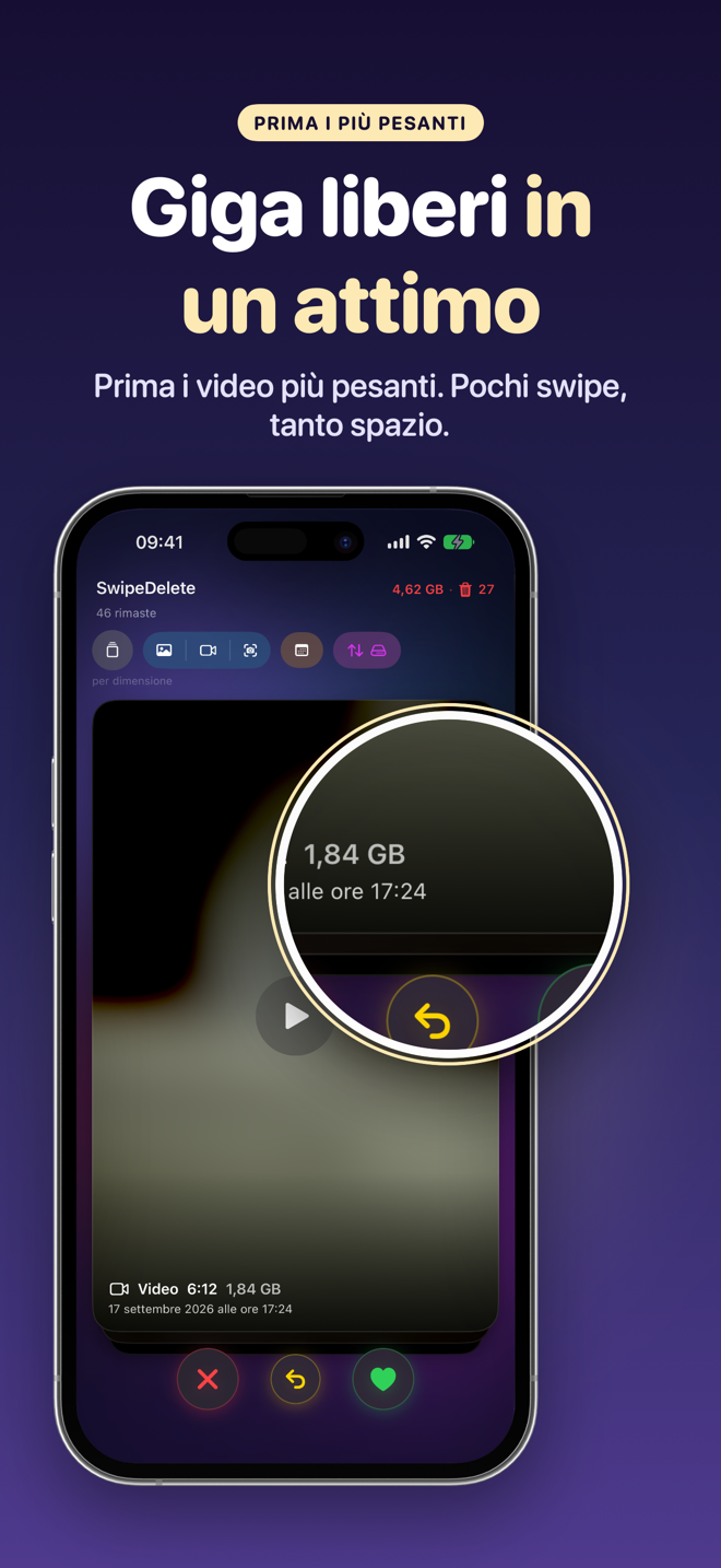 Ordinamento per dimensione: un video da 1,84 GB in cima al mazzo